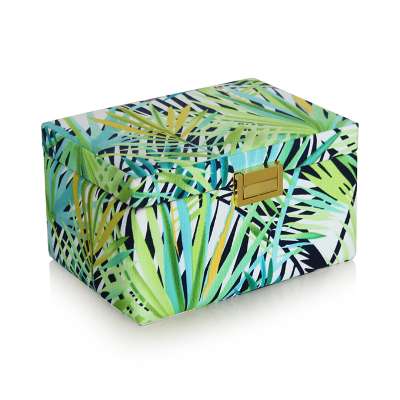 Pattern Canvas Fabric Material Cosmetic Storage Jewelry Box